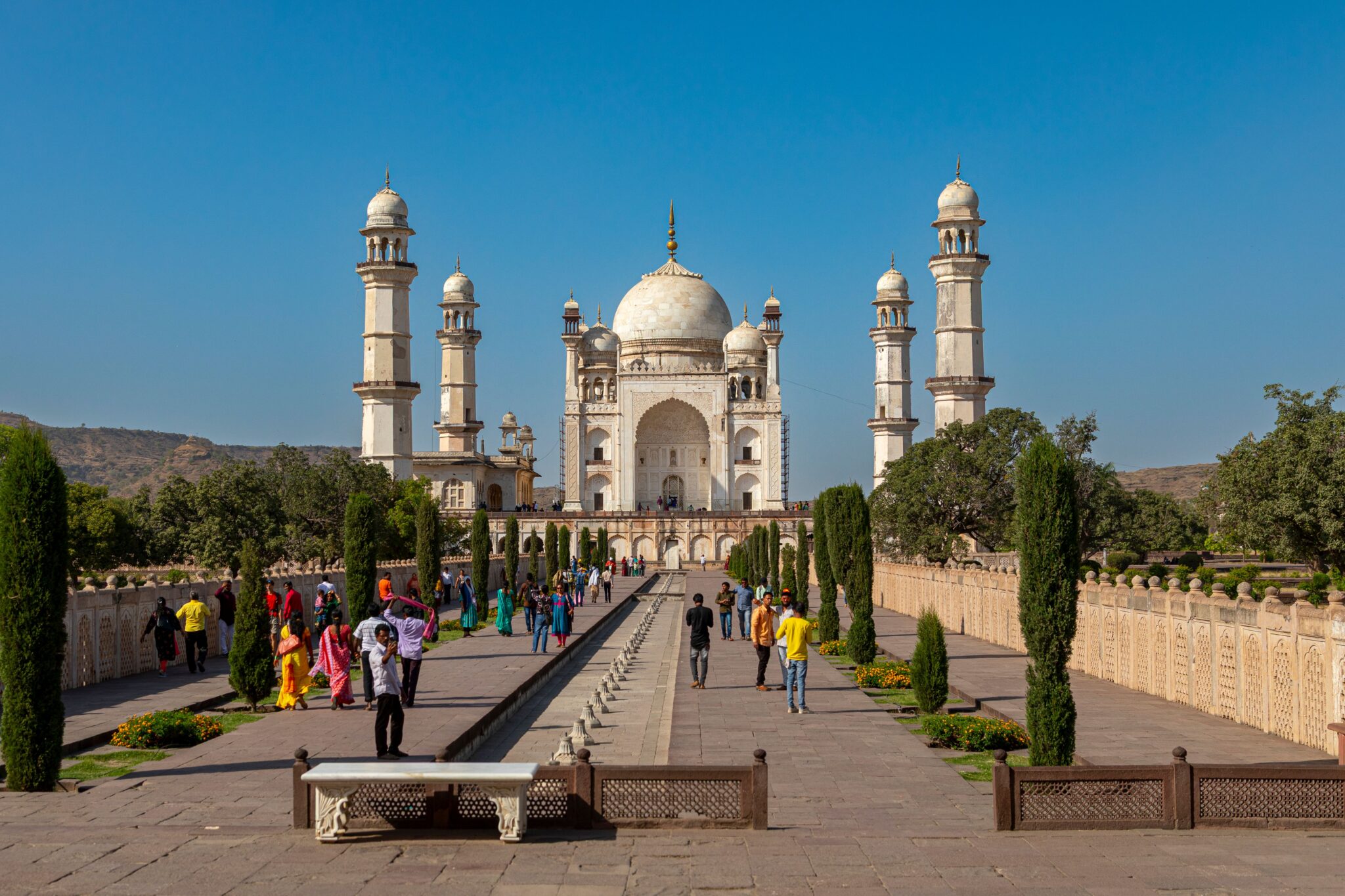 Stunning view of Bibi Ka Maqbara, an iconic Mughal monument in Chhatrapati Sambhajinagar, India.